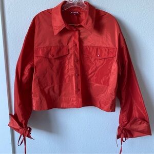 Staud Women's Orange/Red Cropped Nylon Jacket